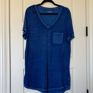 Casual Blue V-Neck Short Sleeve Tee